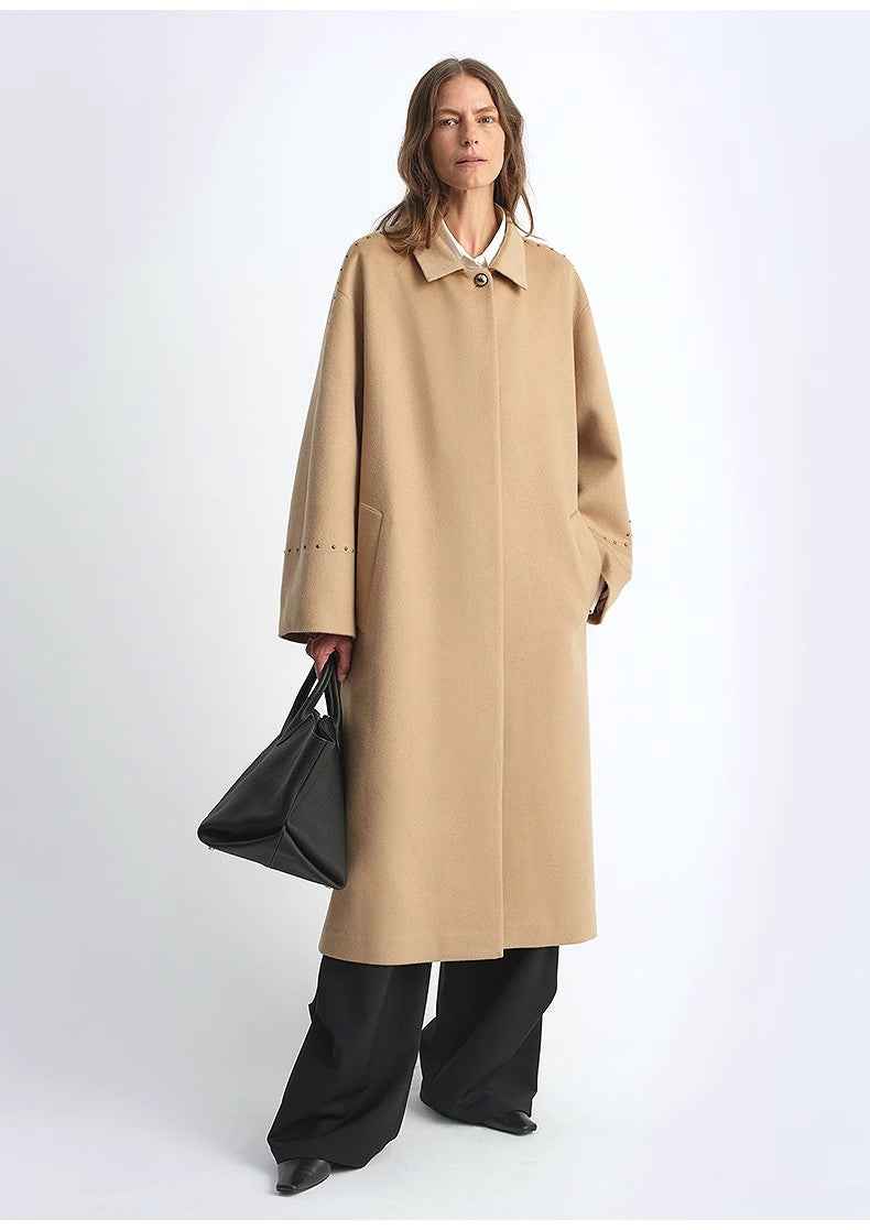 "Dream of Champs Elysees" Riveted Lapel Wool Coat Women's Autumn and Winter Coat