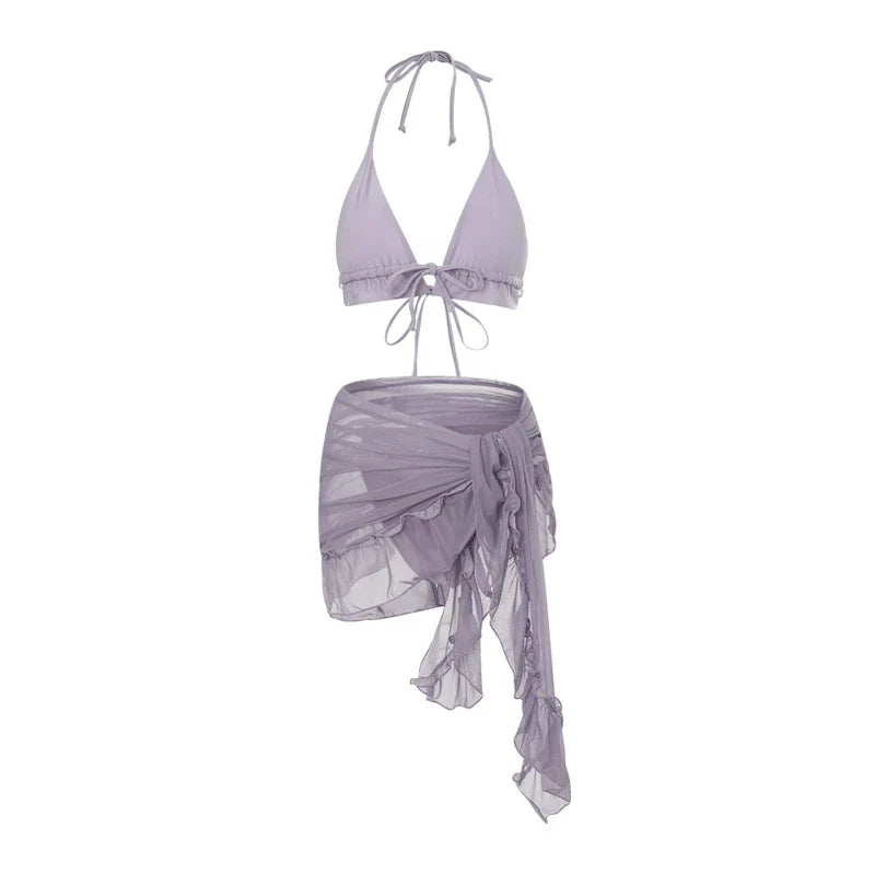 Saffie girl Halter Bandage three piece swimsuit