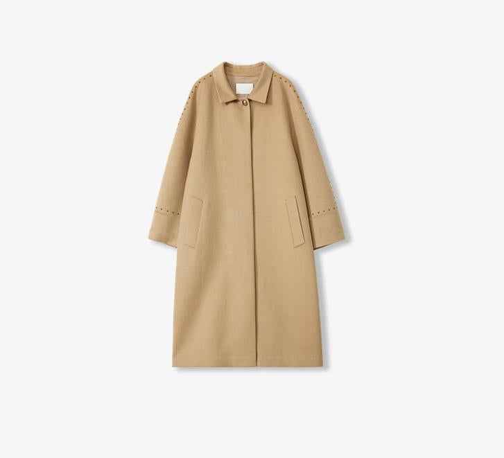 "Dream of Champs Elysees" Riveted Lapel Wool Coat Women's Autumn and Winter Coat