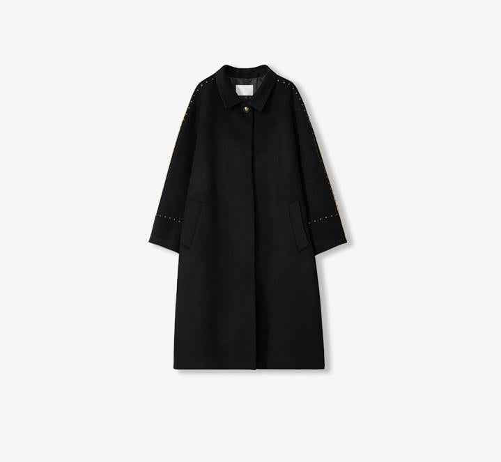 "Dream of Champs Elysees" Riveted Lapel Wool Coat Women's Autumn and Winter Coat