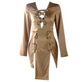 Beige Eyelet Party Dress